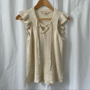 Michael Kors Cream Knitted Top Size Small